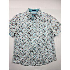 Johnston & Murphy Short Sleeve Button Up Shirt Bird All Over Print Men's Size S